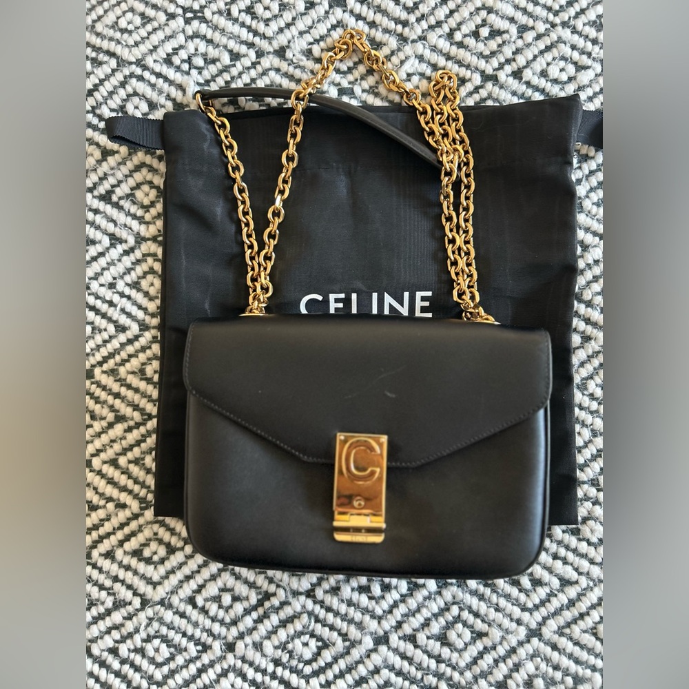 Celine Black Calfskin Leather C Bag Medium